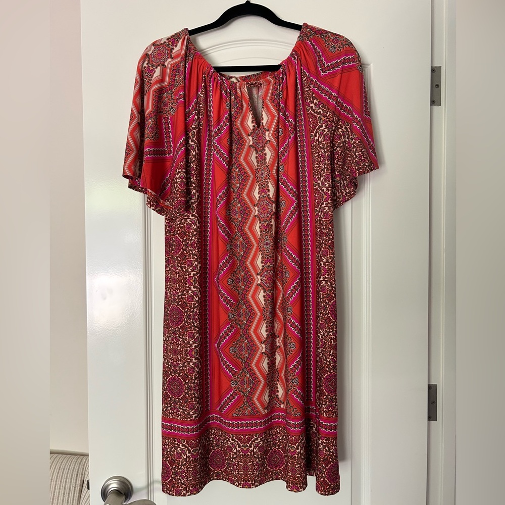 Chicos geometric patterned red dress